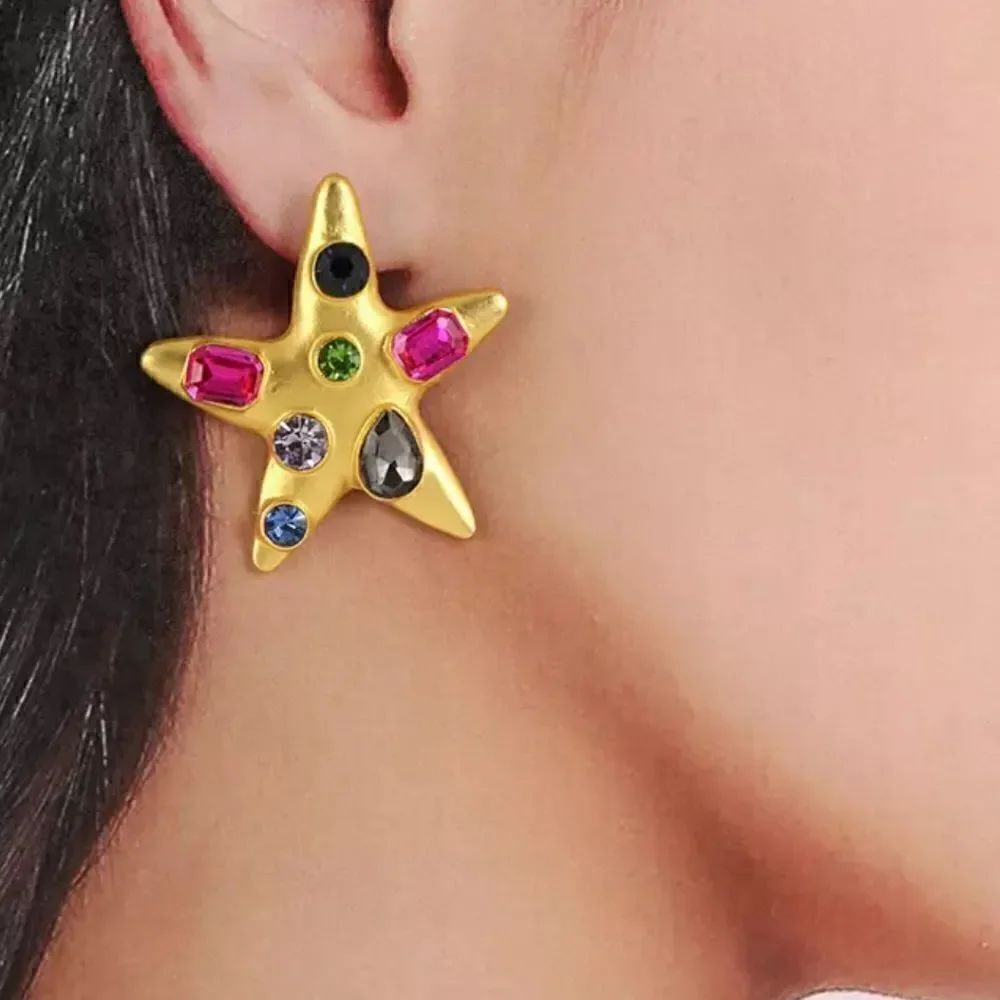 Diamond starfish earrings #954